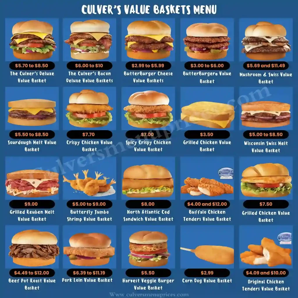 Culver's Value baskets Menu